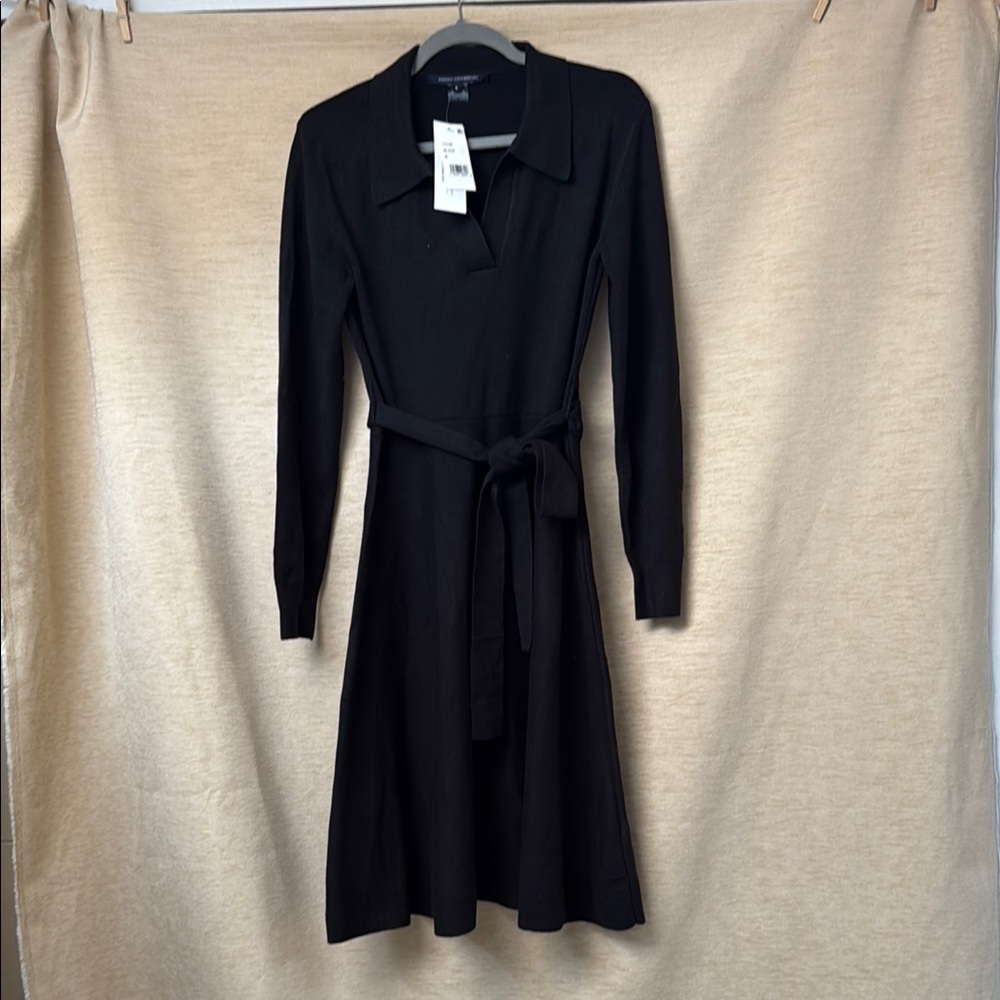 French Connection Judith Tie Waist Long Sleeve A-Line Dress  size M - Picture 4 of 9
